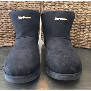 JUICY COUTURE JC-Kingle Studded Faux Fur Lined Black Winter Boots Women's 9M EUC